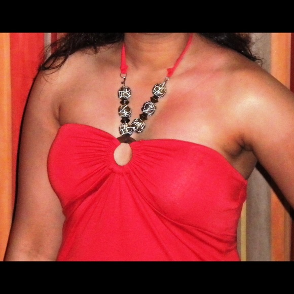Strapless HighLow Short Dress - Dark Orange - Picture 2 of 3